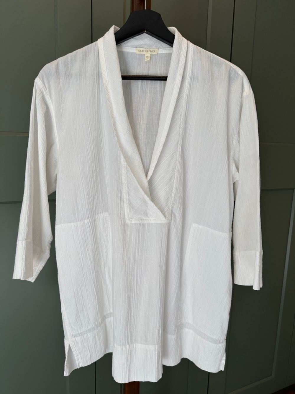 Eileen Fisher White Organic Cotton Tunic Top M